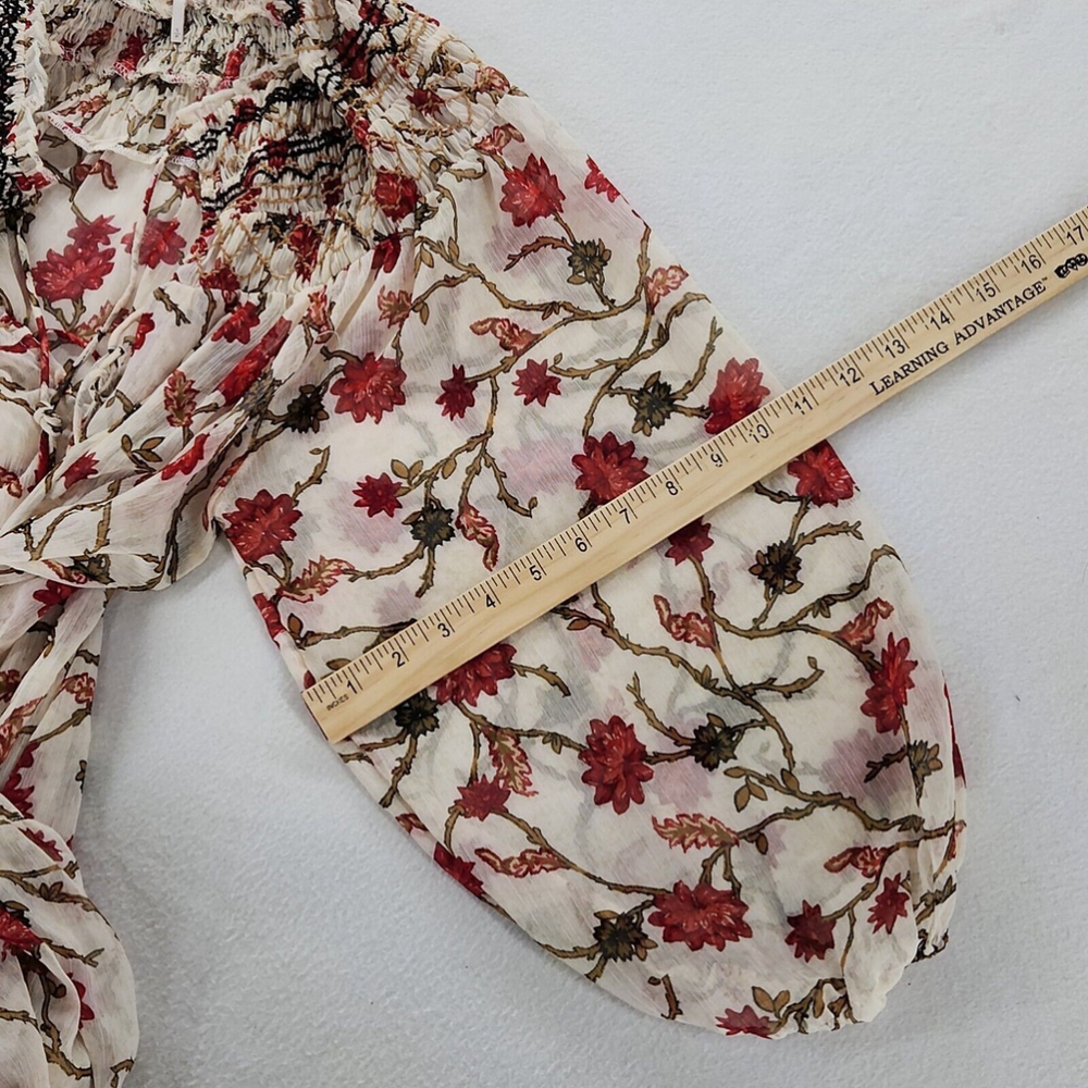 FREE PEOPLE Sz S KEEPING UP WITH KARA LONG SLEEVE TUNIC IVORY Boho Hippie 70's - Picture 7 of 11